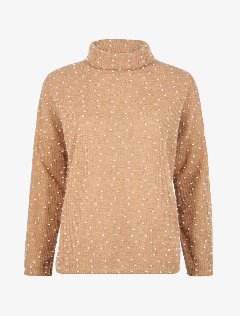 Pull col roulé oversize à plumetis - Camel - 1