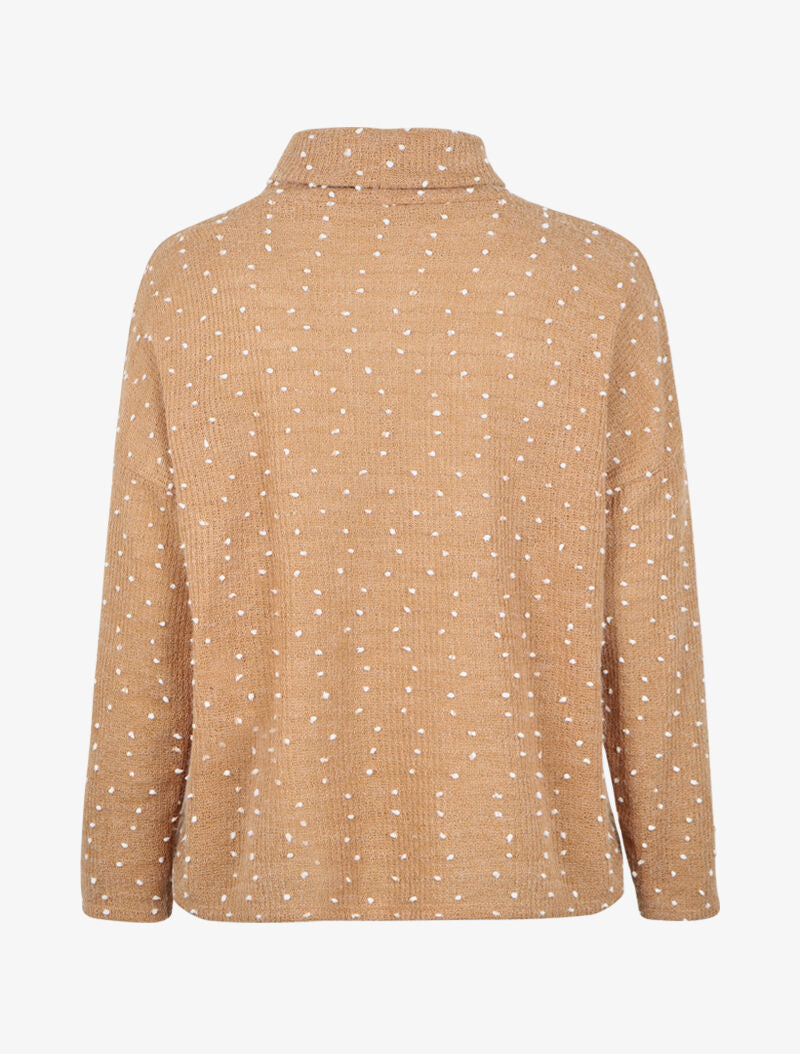 Pull col roulé oversize à plumetis - Camel - 2
