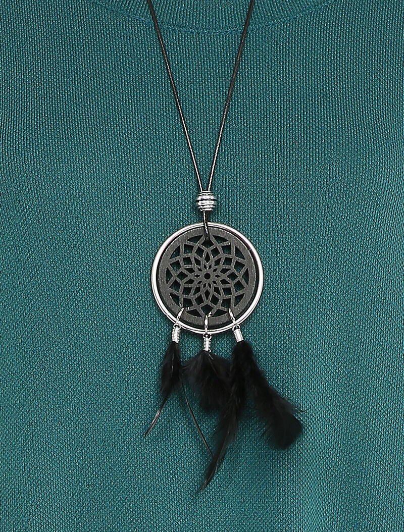 Robe pull fluide avec sautoir - Bleu - 3