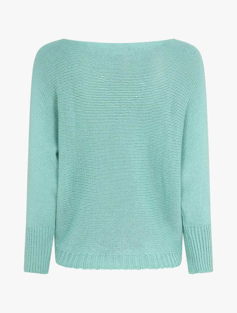 Pull à col bénitier et manches dolman - Bleu clair - 2