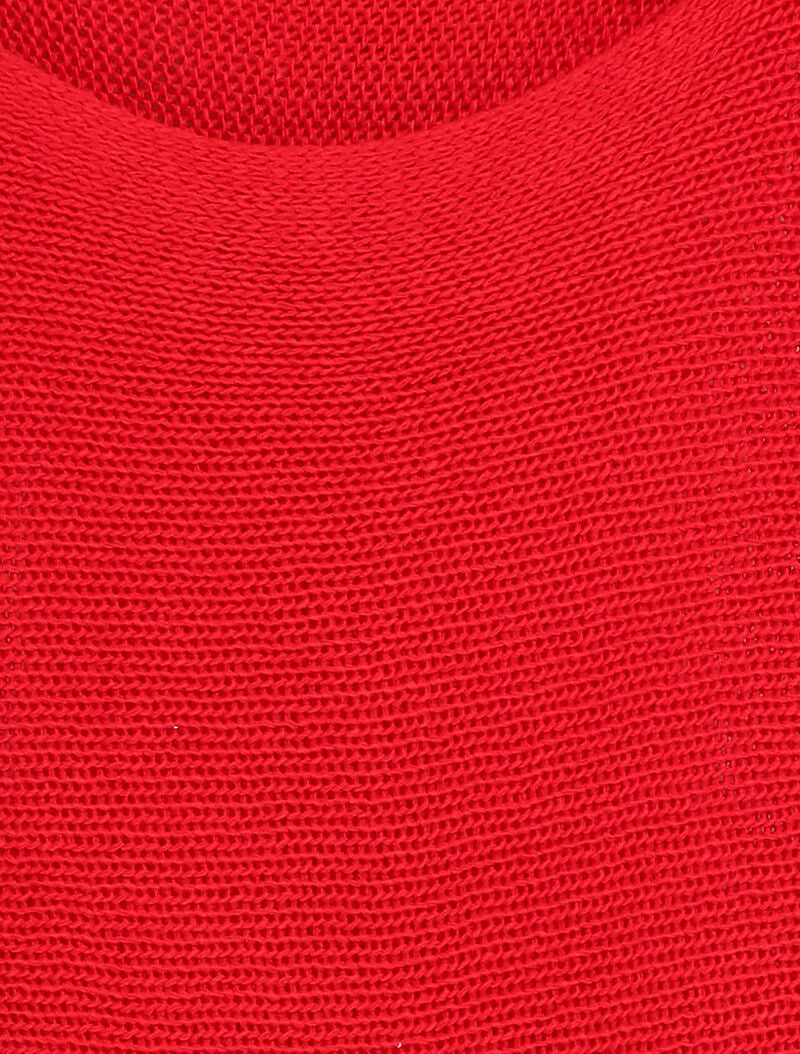 Pull à col bénitier et manches dolman - Rouge - 3