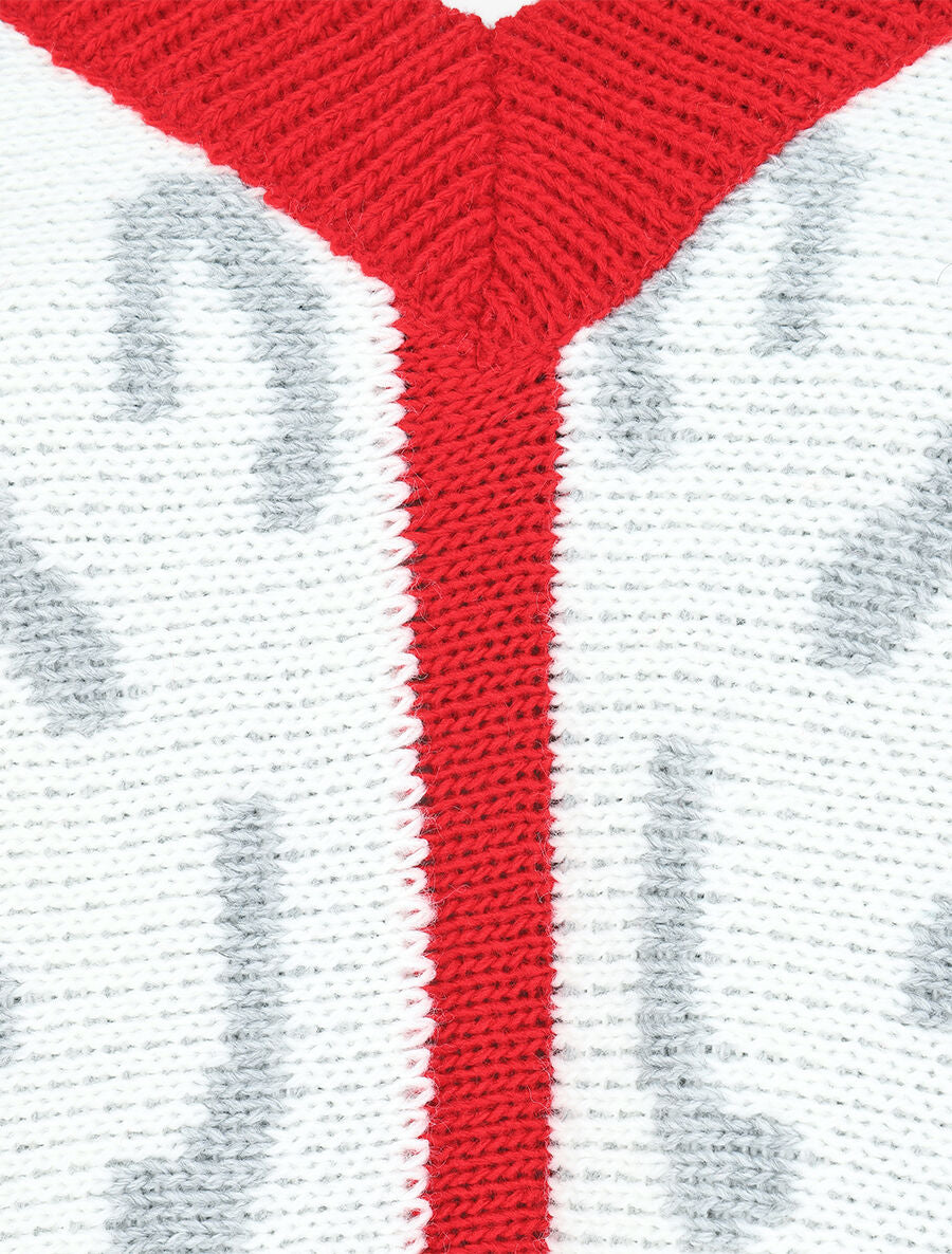 Pull oversize à bandes colorés et imprimé - Rouge - 3