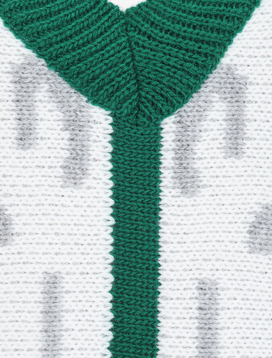 Pull oversize à bandes colorés et imprimé - Vert - 3