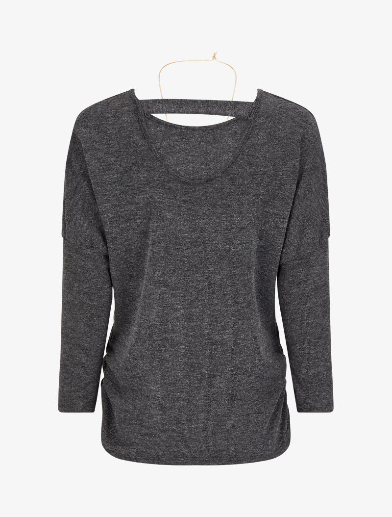 Pull fin à dos légèrement ouvert - Gris foncé - 2