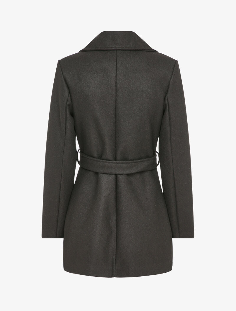 Manteau croisé et ceinturé - Noir - 2