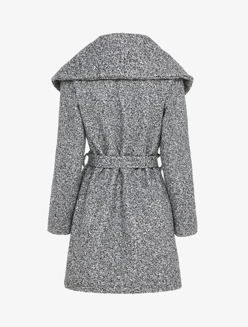 Manteau effet laine bouclée à col large - Gris foncé - 2