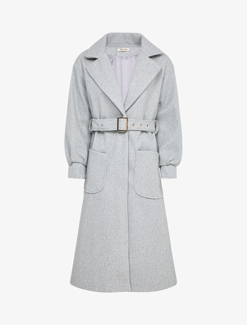 Manteau long à manches ballon - Gris clair - 1