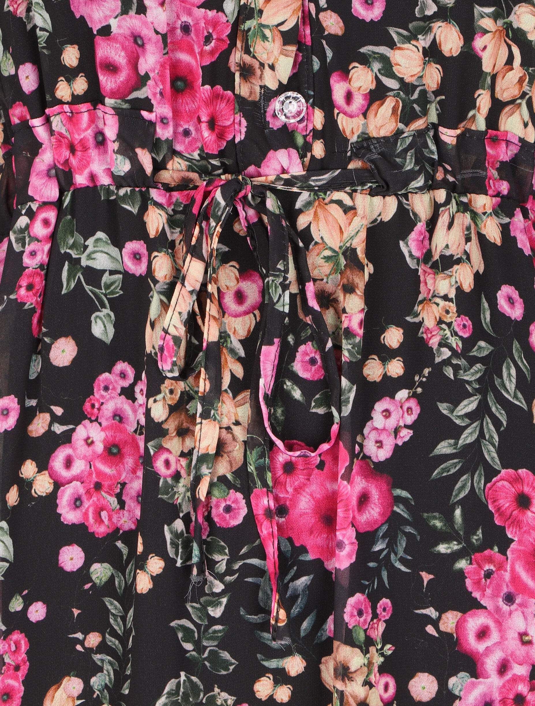Robe patineuse à imprimé boutons de roses - Noir - 3