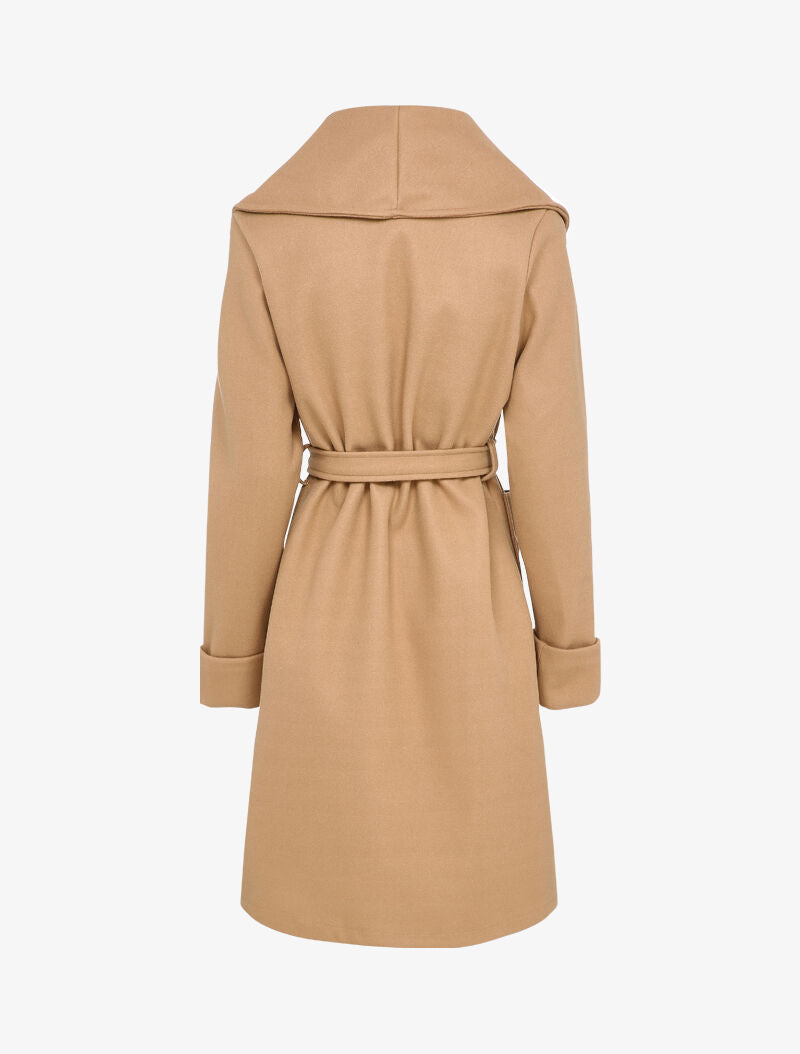 Manteau long oversize à col châle - Camel - 2
