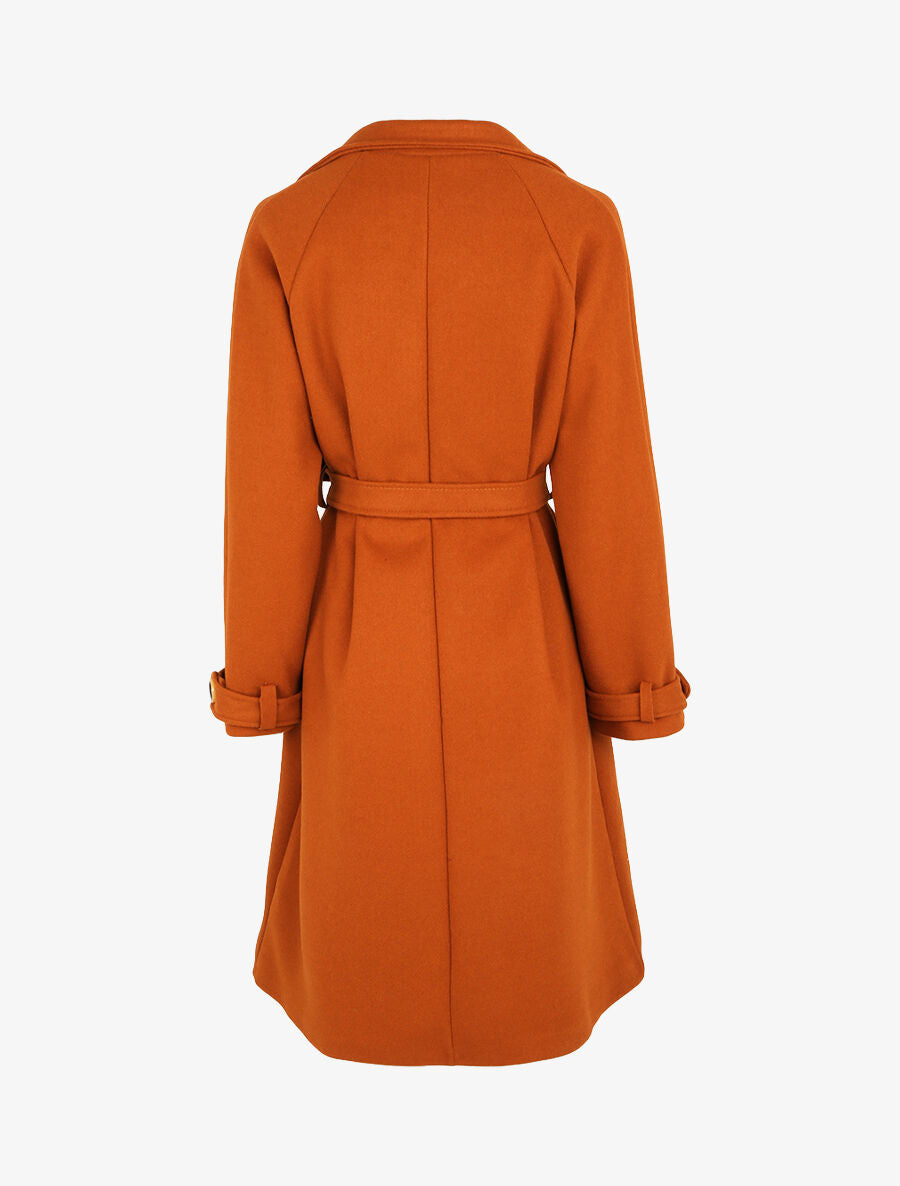 Manteau long à pans croisés et manches raglan - Camel - 2