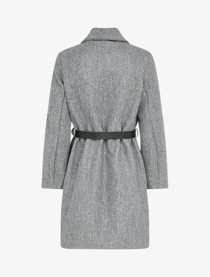 Manteau mi-long à un bouton - Gris chiné - 2