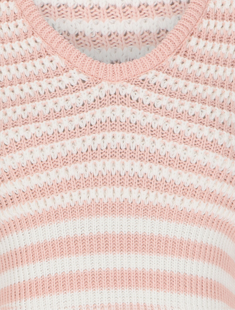 Pull court à rayures - Rose - 3