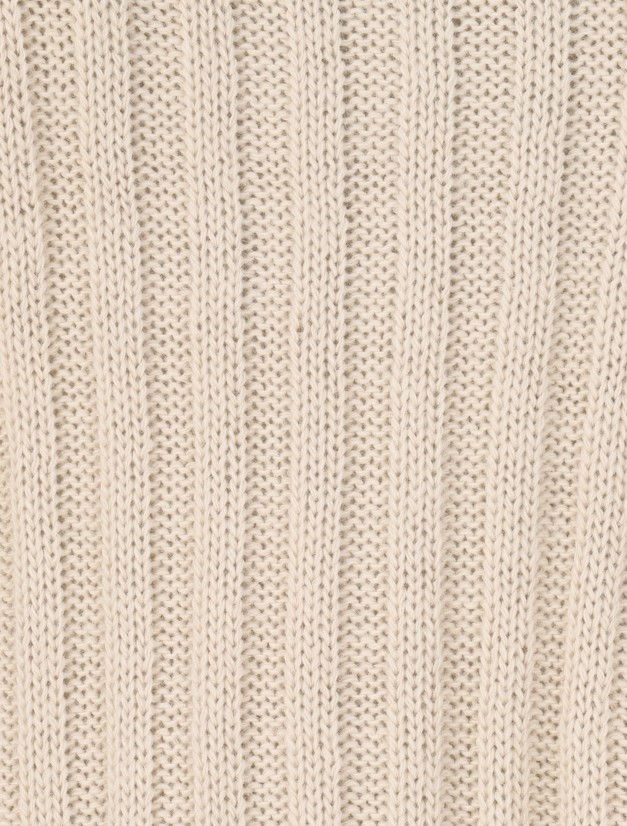 Pull uni côtelé à manches longues - Beige - 3