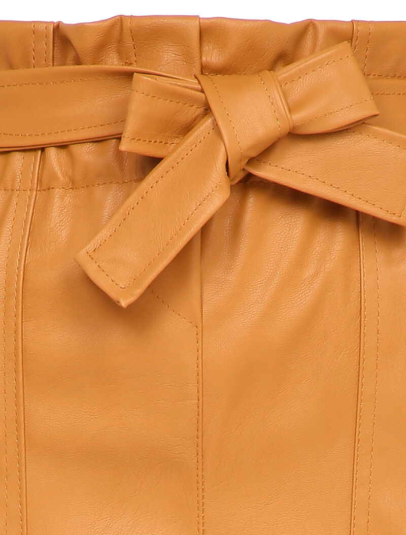 Mini-jupe paperbag en simili - Camel - 3