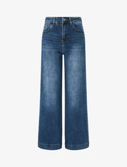 Jean délavé coupe droite - Bleu - 1