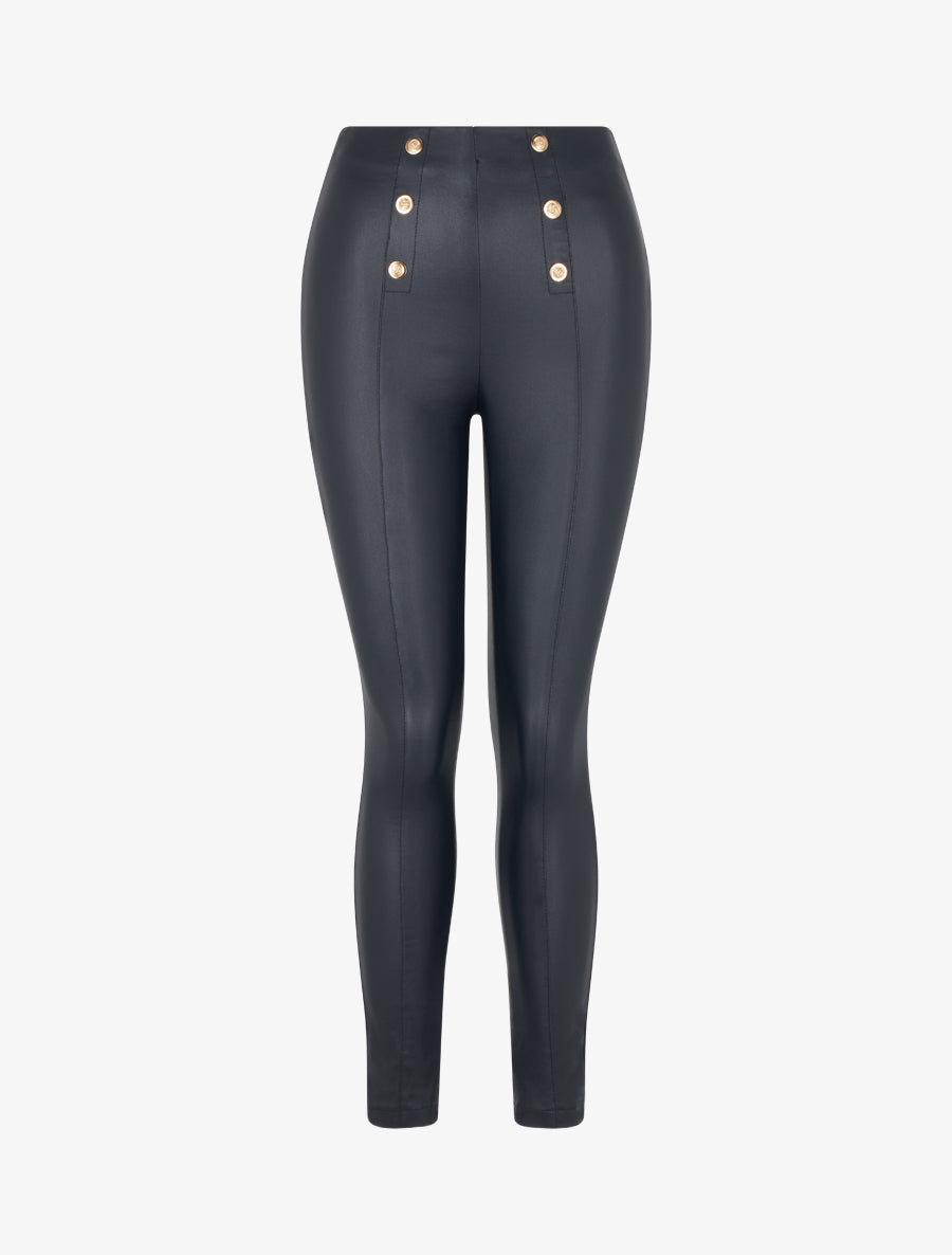 Leggins induit à boutons décoratifs - Bleu nuit - 1