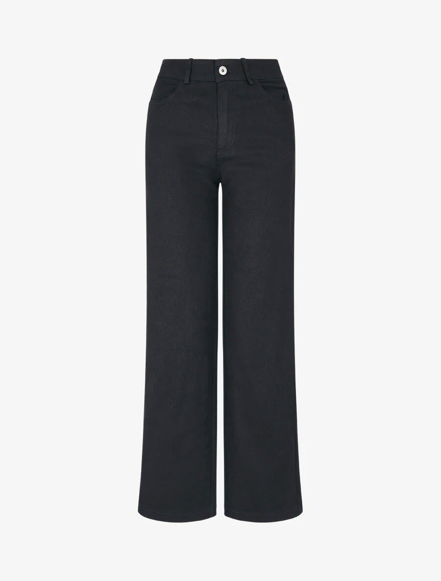 Jean stretch droit à taille haute - Noir - 1