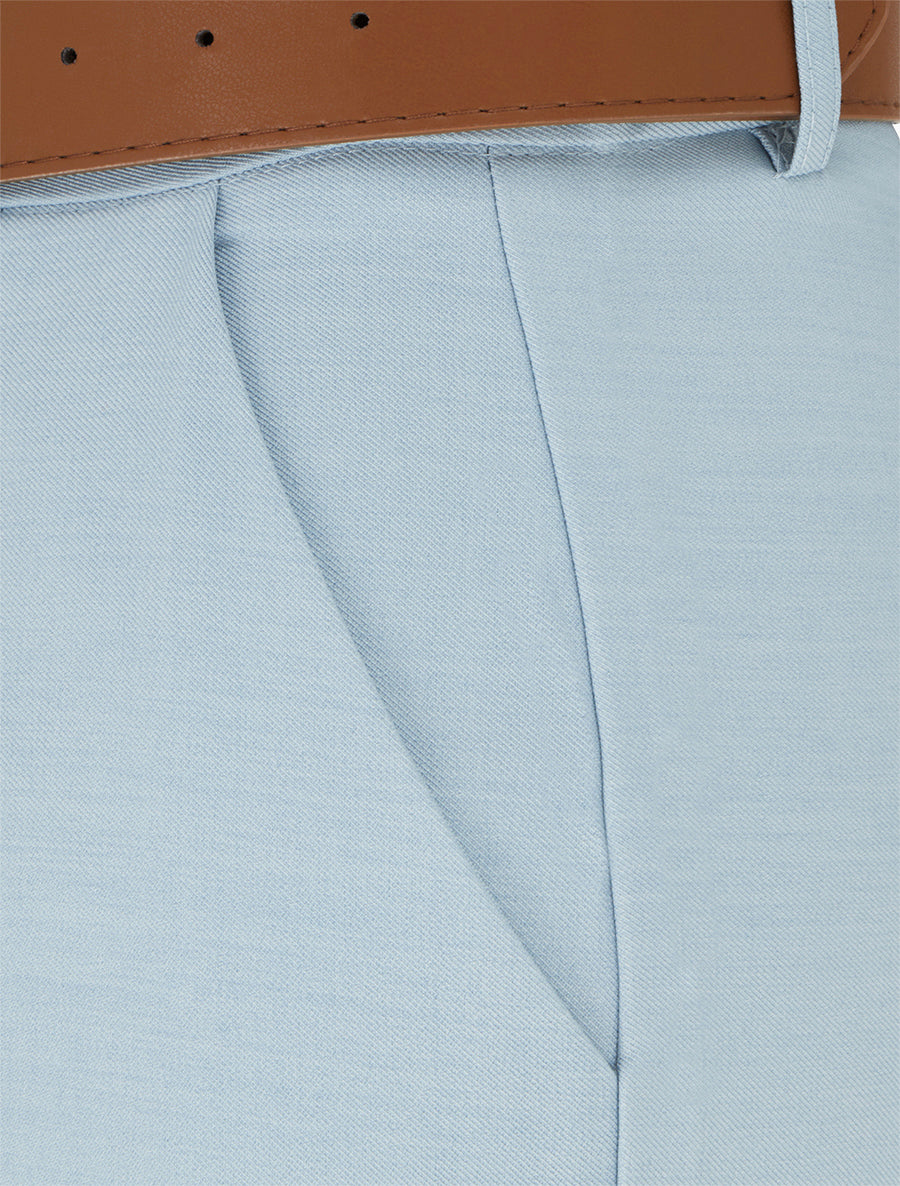 Pantalon taille haute coupe ample - Bleu clair - 3