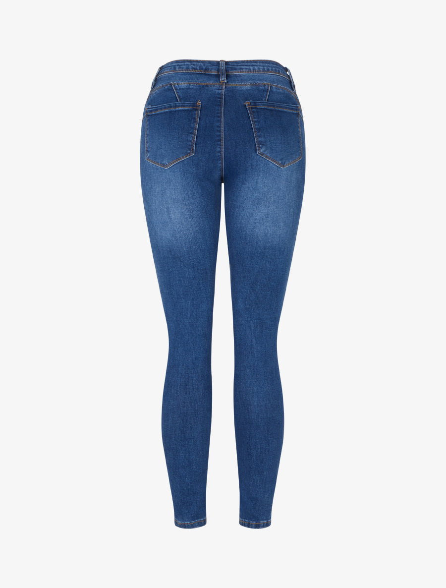 Jean skinny délavé taille haute - Bleu denim - 2