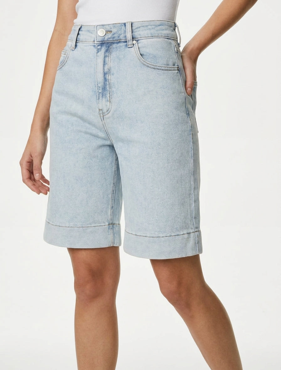 Gerade Jeans-Bermuda - Blau
