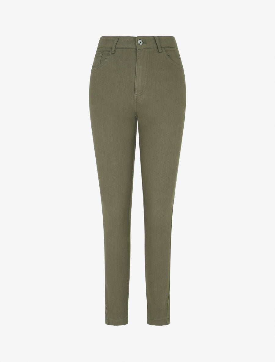 Jean taille haute coupe slim - Kaki - 4