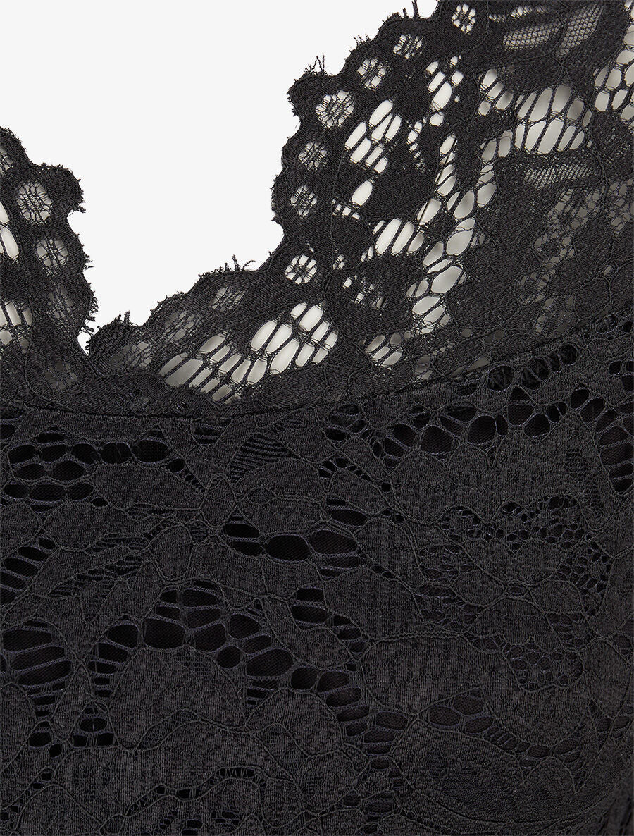 Body en dentelle doublée - Noir - 3