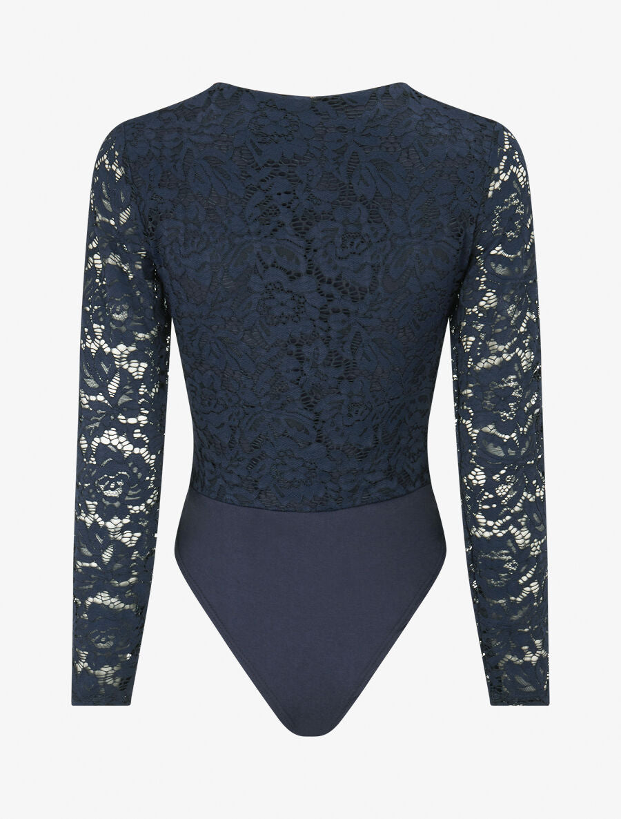 Body en dentelle doublée - Marine - 2