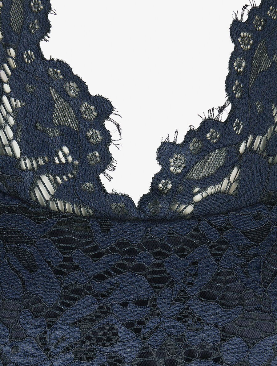 Body en dentelle doublée - Marine - 3