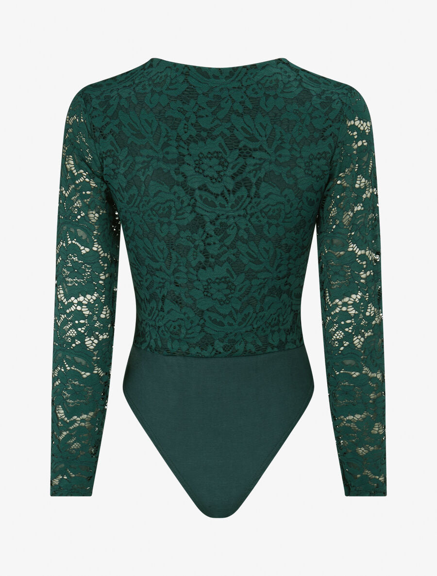 Body en dentelle doublée - Vert - 2
