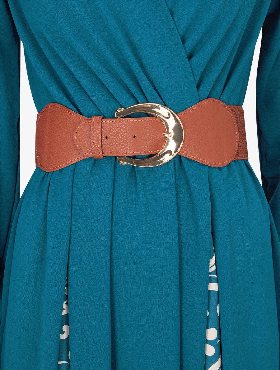 Robe longue à pans imprimé baroque - Bleu lagon - 3
