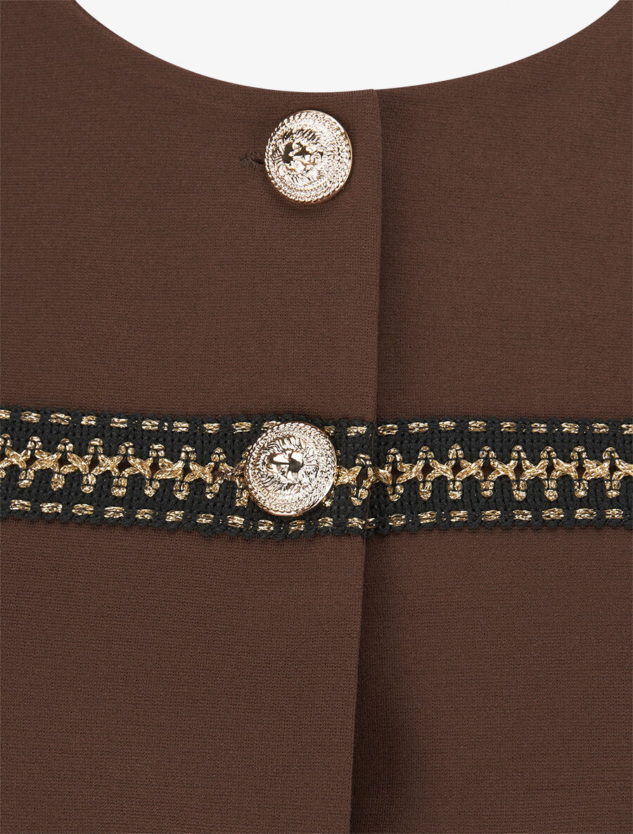 Veste courte à bandes stylisées dorées - Marron - 3