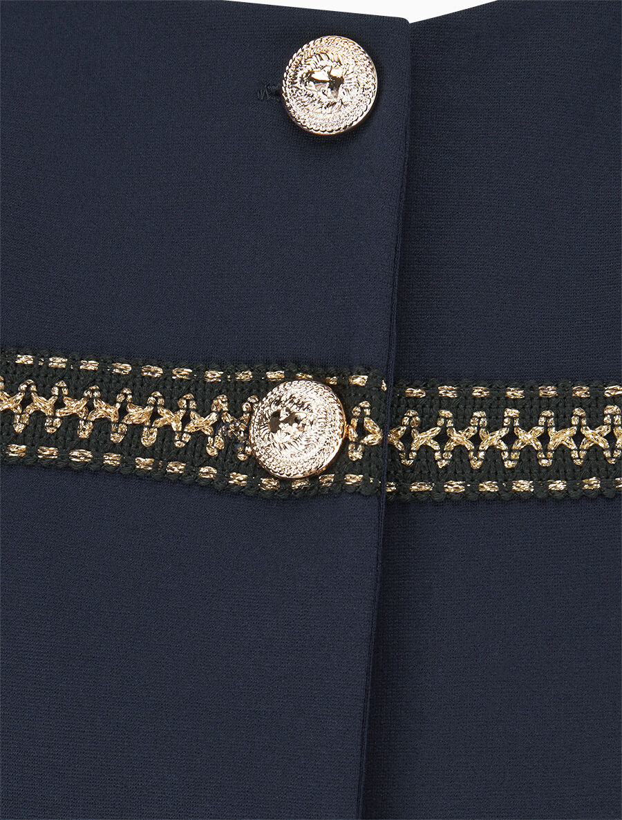 Veste courte à bandes stylisées dorées - Marine - 3
