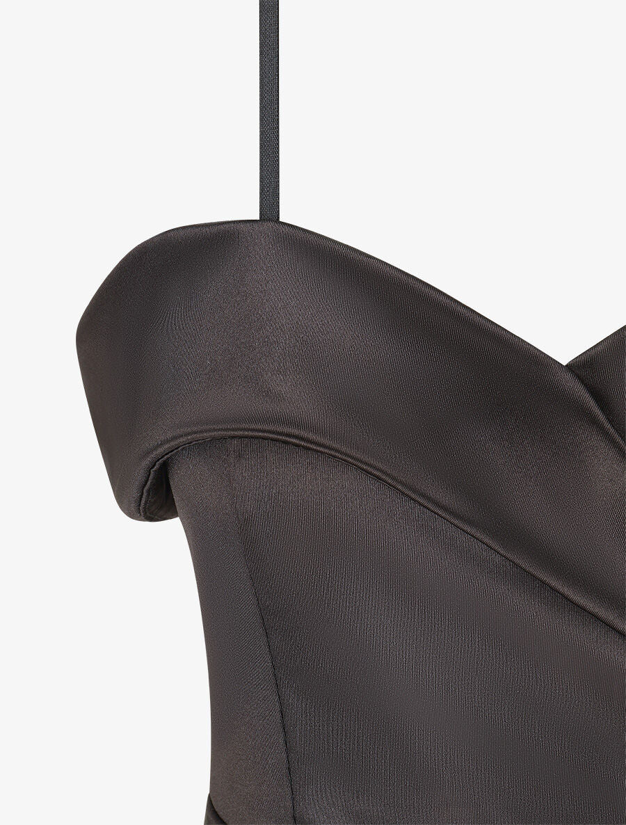 Robe longue fendue à col V - Noir - 3