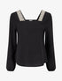 Top à col carré imprimé fantaisie - Noir - 1