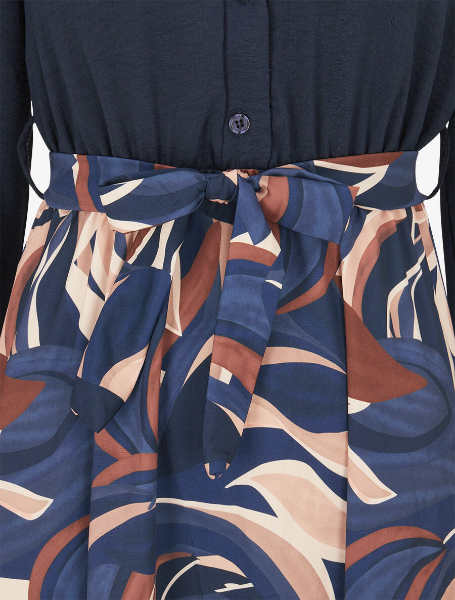 Robe imprimée à buste chemise - Marine - 3