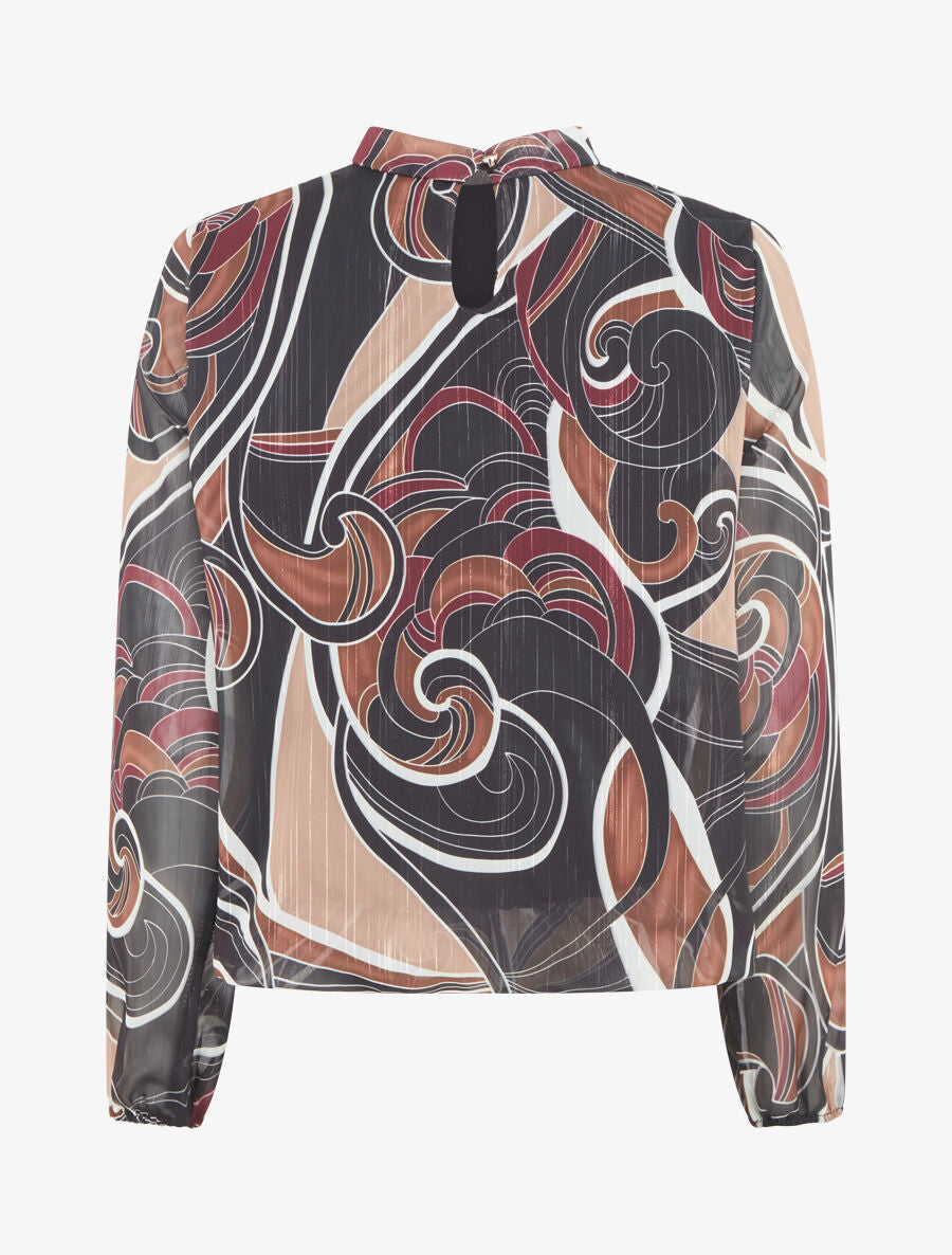 Blouse irisée et imprimé graphique - Noir - 2