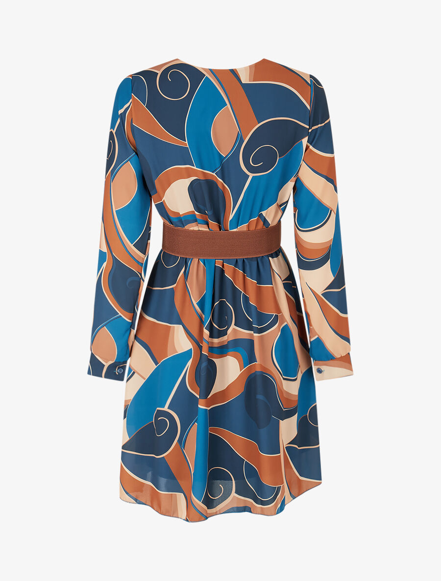 Robe patineuse imprimé graphique - Bleu pétrole - 2