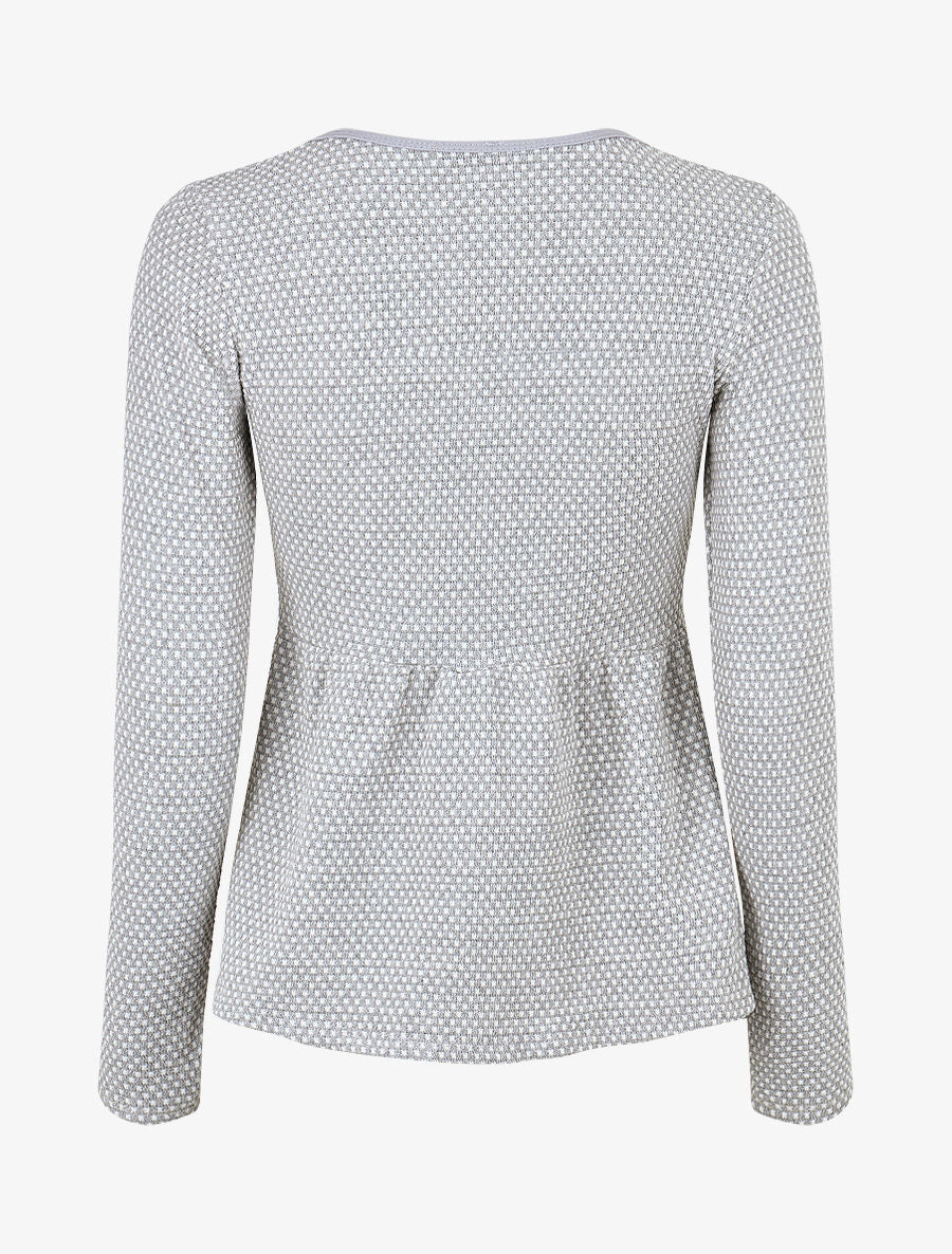 Pull imprimé fantaisie à col V - Gris - 2