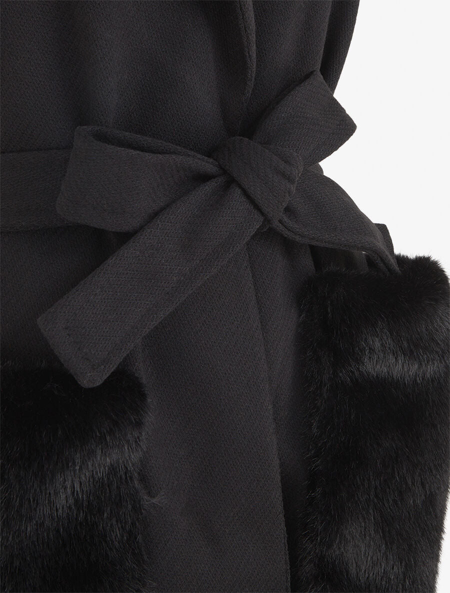 Veste à empiècement fourrure synthétique effet fausses poches - Noir - 3