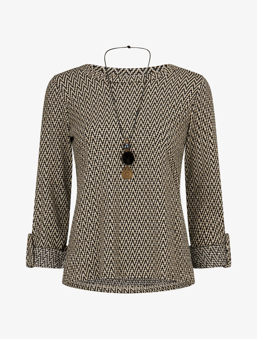 Pull à rayures irisées - Noir - 1