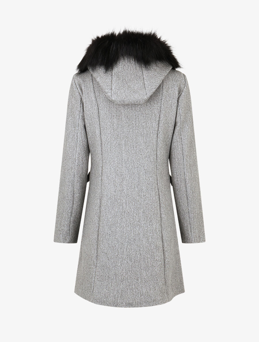 Manteau long unie zippée - Gris - 2