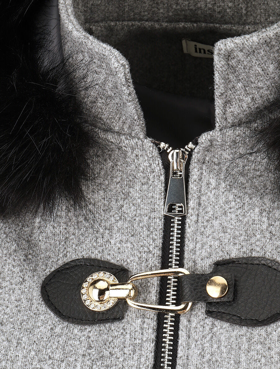 Manteau long unie zippée - Gris - 3