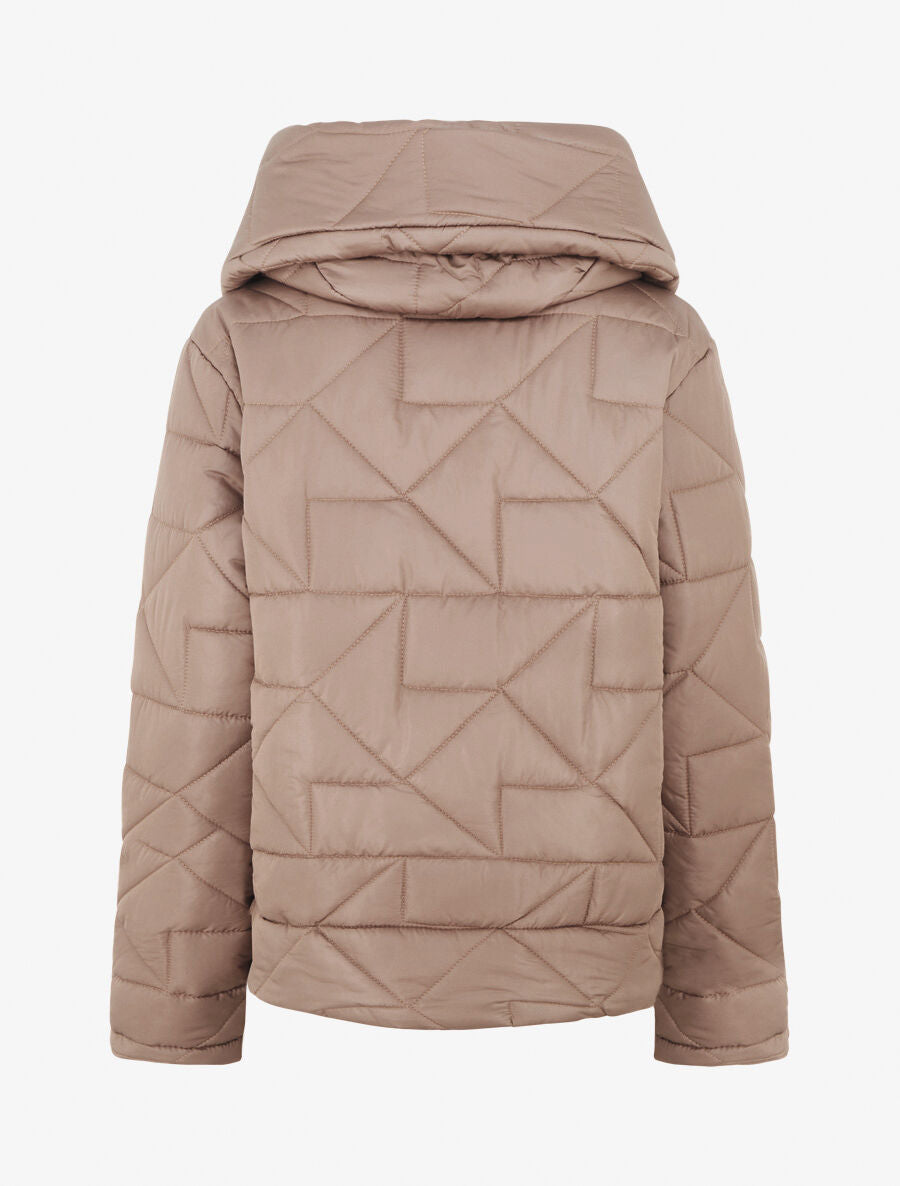 Doudoune mi-longue à col enveloppant - Taupe - 2