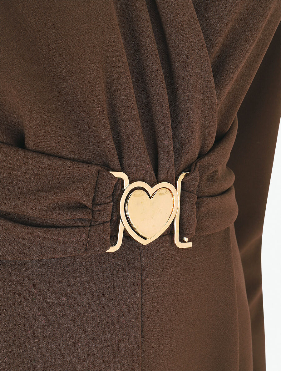 Combinaison unie à empiècement métal style coeur - Marron - 3