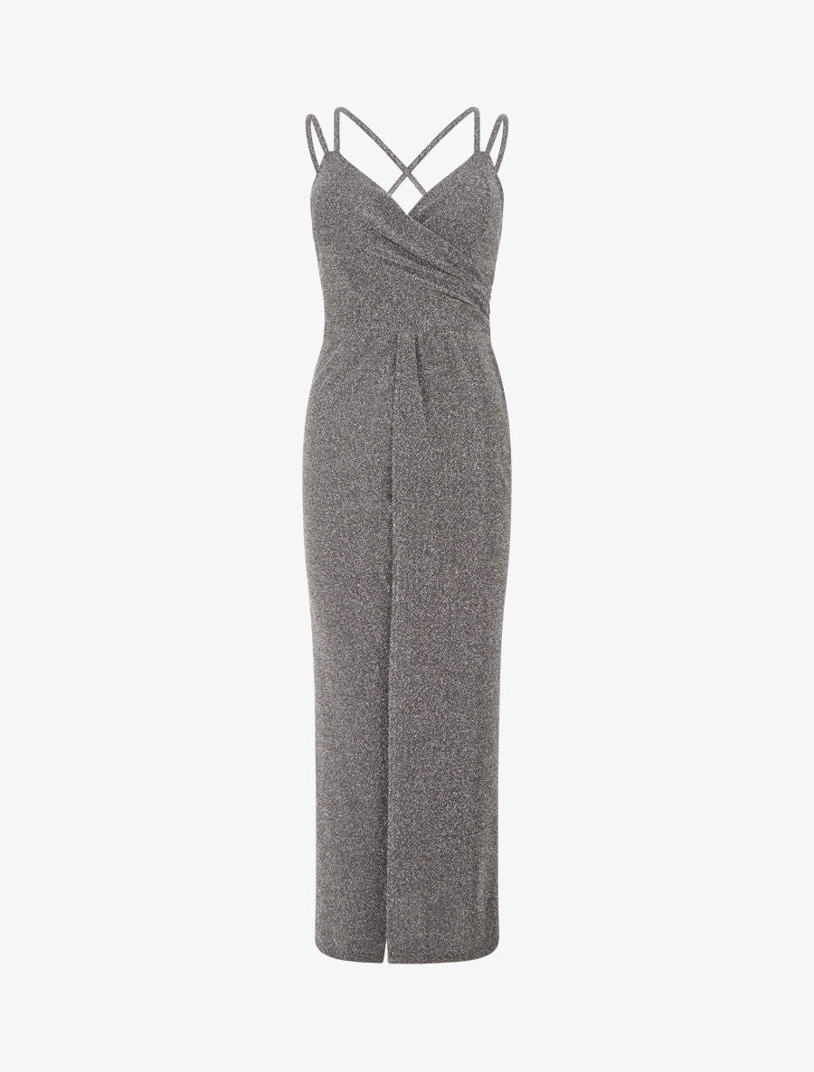 Robe longue irisée à bretelles croisées - Argent - 1