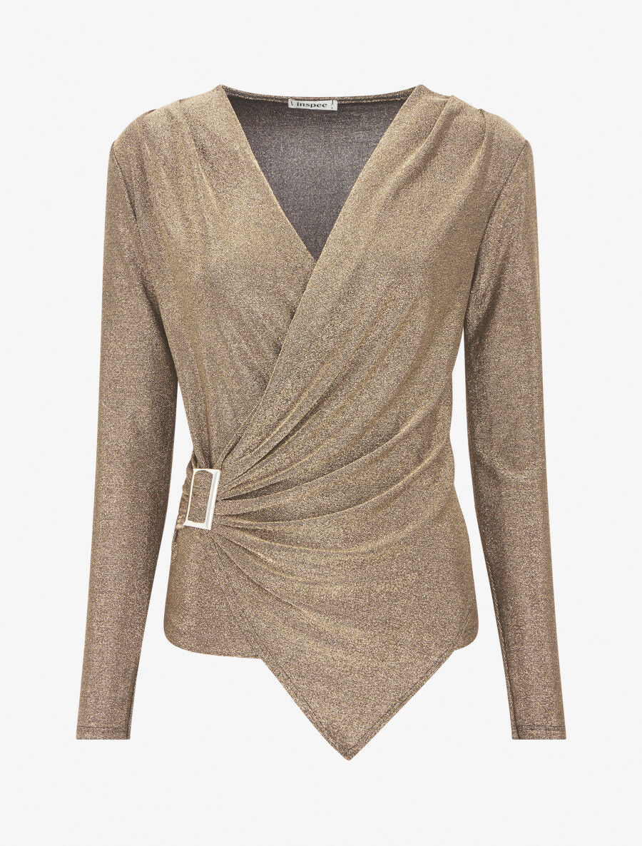 Top irisé à col cache-coeur - Or - 4