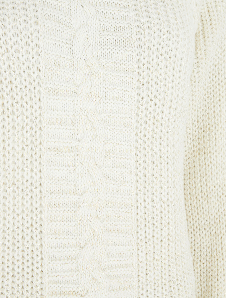 Pull uni en maille irisé - Crème - 3
