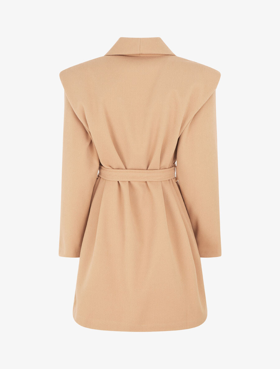 Manteau long boutonné et ceinturé - Camel - 2