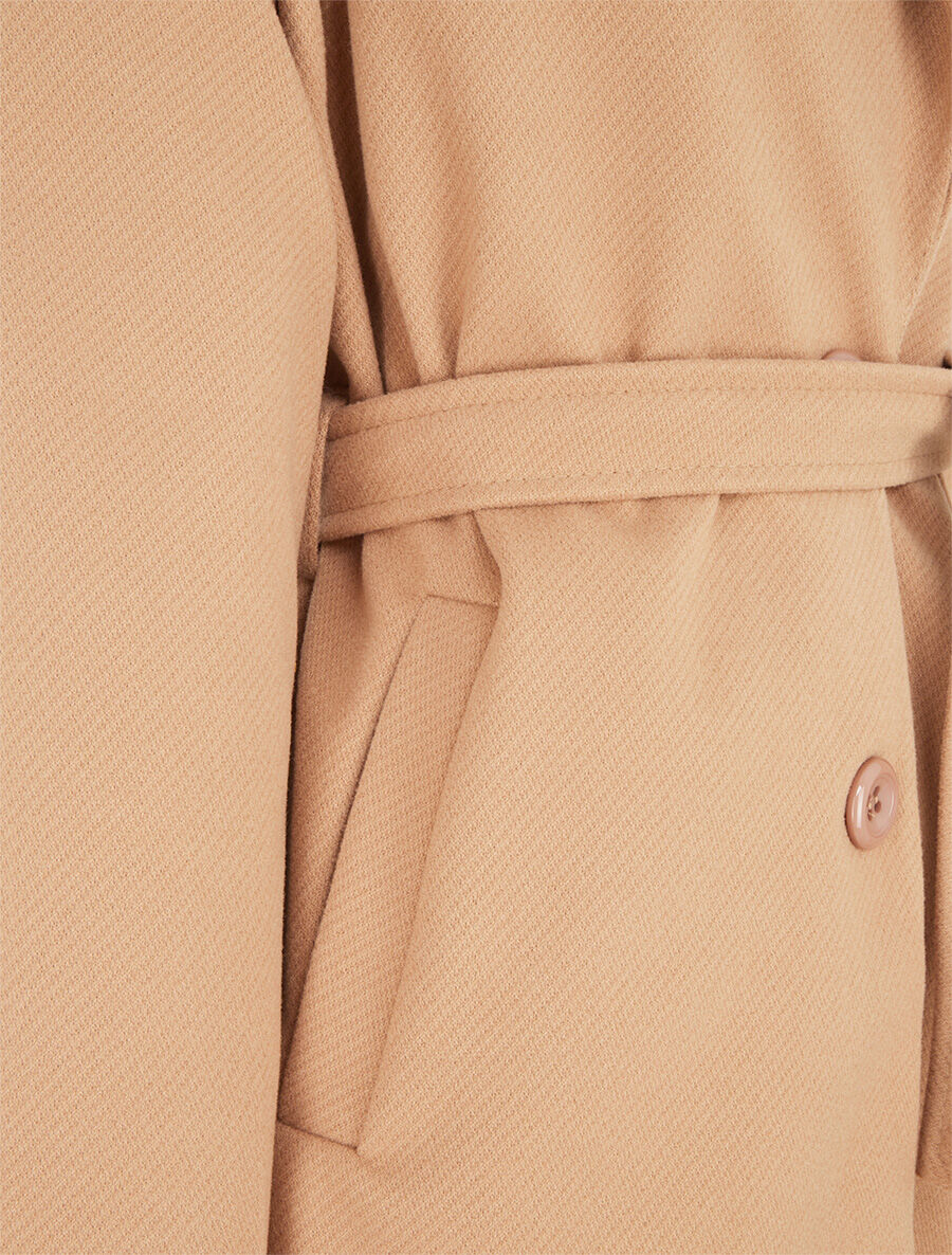 Manteau long boutonné et ceinturé - Camel - 3