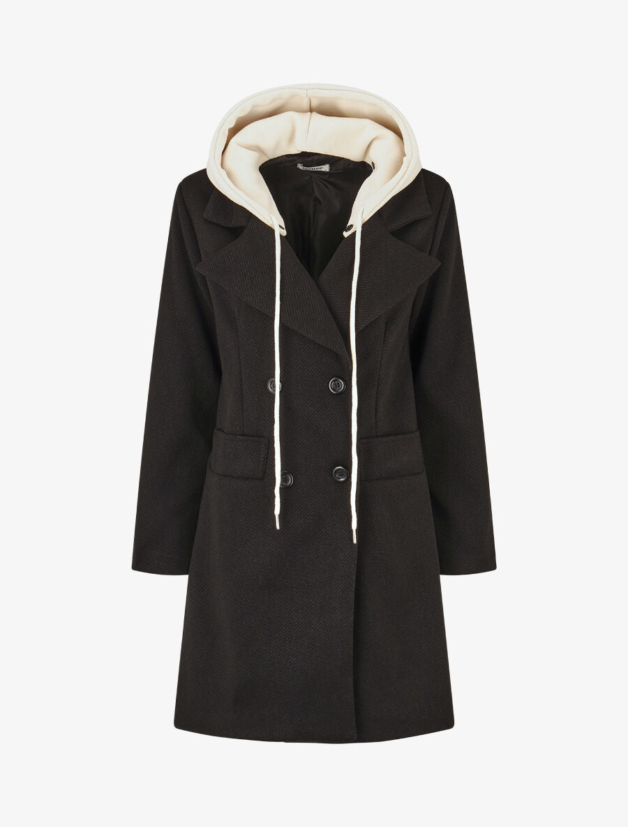 Manteau à capuche style sweat - Noir - 5